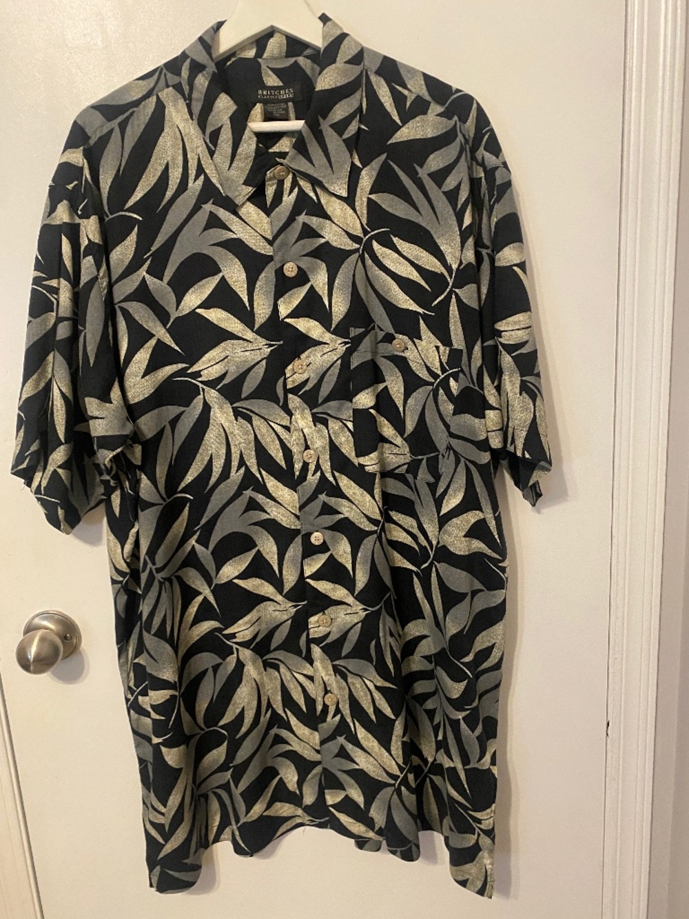 Britches Sport Men's Leaf Print Hawaiian Resortwear Big & Tall Shirt XLT